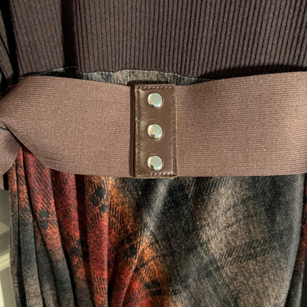 Signature Brown Dress with Plaid Bottom Size 2XL - Picture 3 of 5